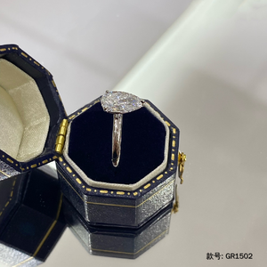 Großhandel Kundenspezifischer Echter 10k14k18k Massivgold Platin 1 Karat CVD Birnenförmiger Laborgezüchteter Diamant Schmuck Verlobungs- und Ehering für Damen - Product Image 5