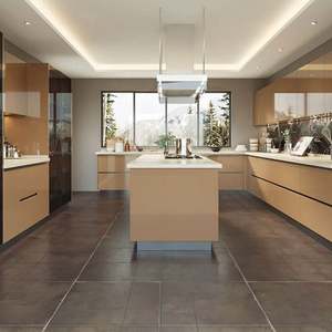 Gabinete de Cocina Moderno de Estilo Europeo en MDF Laminado con Acabado Brillante HPL, Sin Tiradores, Juego Completo OEM - Product Image 2