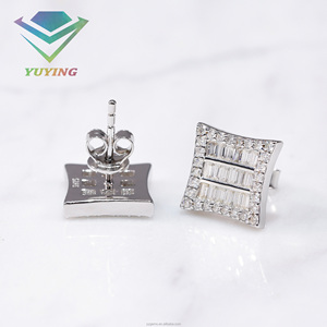 Loose diamond <b>earrings</b> Claw setting <b>earrings</b> VVS moissanite Pass diamond tester Gold plated 925 sterling sliver GRA certificate - Product Image 6