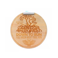 Médaille en bois personnalisée, écologique, ronde, gravée au laser, pour les courses de triathlon, de marathon et de course à pied, souvenir