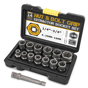 Nut And Bolt Extractor <b>Socket</b> Set 1/4 In To 3/4 In 3/8 In Drive Industrial Grade - Product Image 1