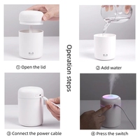 Humidificateur d'air ultrasonique USB mini 300 ml, vente en gros d'usine, lampe LED colorée écologique, humidificateur H2O en plastique pour la maison et la voiture