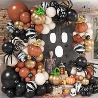 Kit de guirlande de ballons d'Halloween et de Noël, noir, orange, rose, blanc, fantôme, araignée, citrouille, œil, ballons en feuille d'aluminium, en latex, auto-scellants