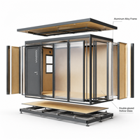 COCOVIA Studio de jardin modulaire 4,4 m en aluminium, bureau préfabriqué pour l'arrière-cour, cabine isolée moderne pour les centres de villégiature et l'hôtellerie