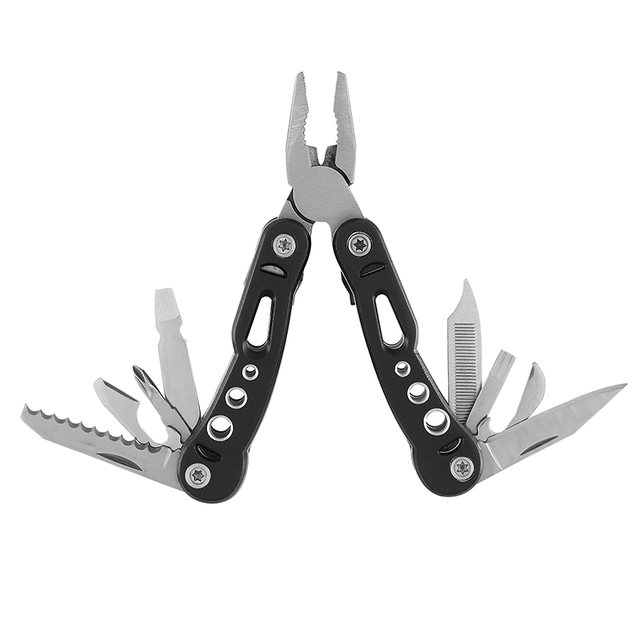 All-in-One Industrial Outdoor Camping Mini 12-in-1 Multitool Aluminum Pocket Survival Saw Screwdriver Wrench Pliers Blade