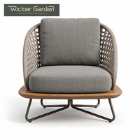 Ensemble de canapés d'extérieur en bois de teck tressé, mobilier de salon moderne pour patio avec accents en teck pour villa, complexe hôtelier, hôtel, jardin - Vente en gros