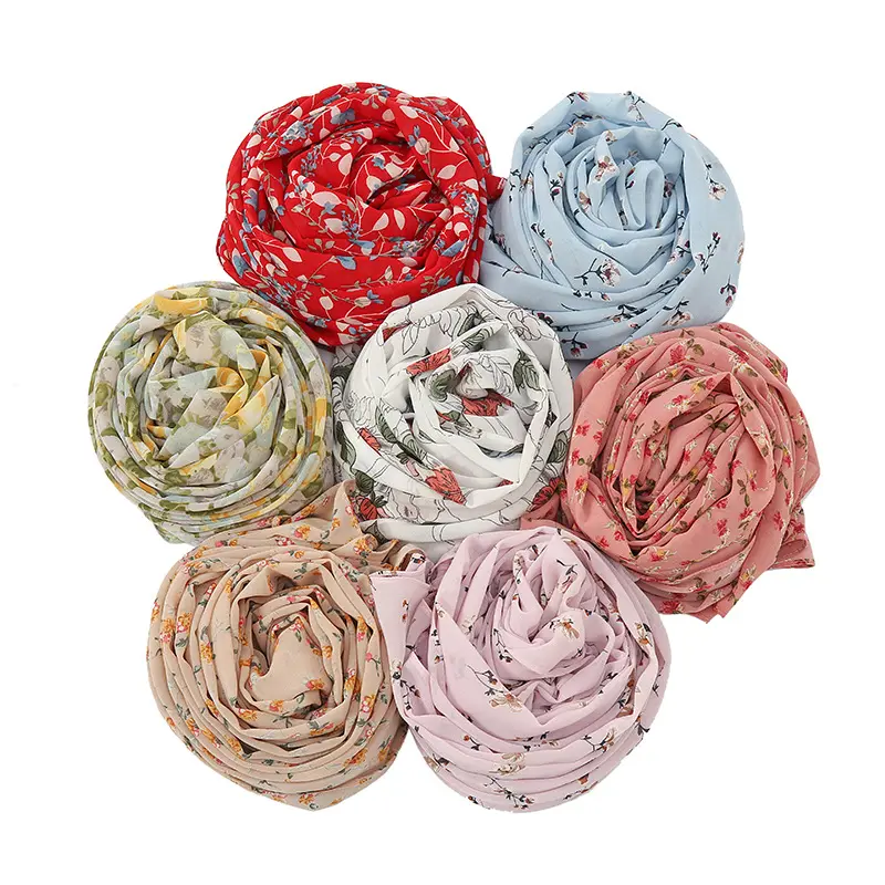 Womentailleband Riem Sjaal Hijab Bloemenprint Jurk Beltsley Hoofddoek Malaysia Dw Lente Chiffon Vrouwen Accepteren Oem 120G