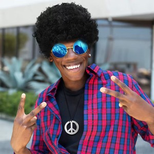 <span class=keywords><strong>Disfraz</strong></span> Retro Hippie <span class=keywords><strong>Disco</strong></span> con Peluca <span class=keywords><strong>Afro</strong></span>, Gafas y Collar de los Años 60 y 70 para Halloween, Carnaval, Fiesta, <span class=keywords><strong>Disfraz</strong></span> de Soltero AL047-W - Product Image 3