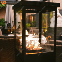 Vente en gros d'usine - Brasero extérieur au propane avec roues en verre transparent, certifié CE, en acier thermolaqué, 15000-39999 BTU