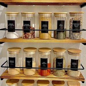 Contenedores de almacenamiento de vidrio de borosilicato alto <span class=keywords><strong>con</strong></span> tapa de bambú <span class=keywords><strong>Cereales</strong></span> sellados y tarro de comida para viajes - Product Image 5