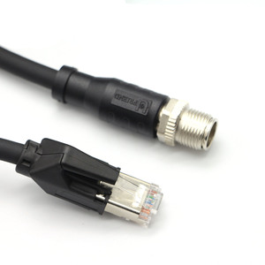 <b>RJ45</b> Network <b>Cable</b> Male to Female Connector Round Black ABS Housing Copper Contact Data Communication <b>Cable</b> - Product Image 2