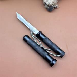 एल्यूमीनियम हैंडल, स्टेनलेस स्टील फिक्स्ड ब्लेड, जंगल उत्तरजीविता सीधे चाकू, सामरिक चाकू, फ्लैशलाइट के साथ - Product Image 3