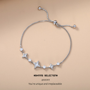 Star Crystal <b>Bracelet</b> Copper Alloy <b>Adjustable</b> Chain Everyday Wear - Product Image 2