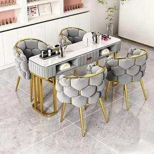 Juego de Mesa y Silla para Manicura Estilo Crema, Lujo Ligero, Multifuncional, para Una o Dos Personas, Precio Especial Económico - Product Image 5