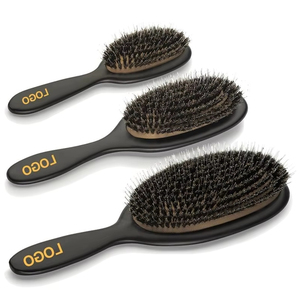 <span class=keywords><strong>Brosse</strong></span> à <span class=keywords><strong>cheveux</strong></span> professionnelle <span class=keywords><strong>en</strong></span> caoutchouc noir avec logo personnalisé, démêlante, à poils <span class=keywords><strong>de</strong></span> <span class=keywords><strong>sanglier</strong></span>, pour extensions et perruques - Product Image 2