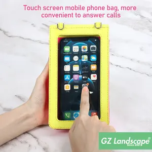 Trend Barbie rosa fluor zierende grüne Umhängetasche Damen Touchscreen Leinwand Messenger Brieftasche Handy Umhängetasche für iPhone