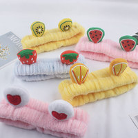 Schattig fruit pluche hoofdband voor vrouwen meisjes spa gezichtsreiniging haarbanden aardbei kiwi watermeloen sinaasappel hart groothandel