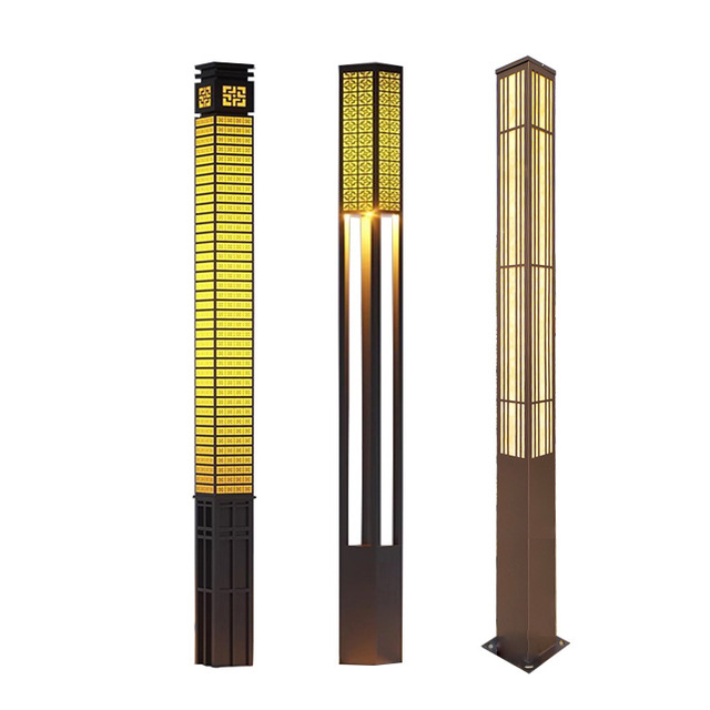 Outdoor Waterproof Led High Pole Landscape Light Flush Mount Bronze Street Lamp Park Villa Aluminum Garden Lights