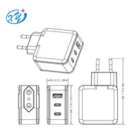 Prise UE pliable OEM Gan PD 65W chargeur de voyage rapide multifonction 1 USB 2 Type C Usb-c chargeur mural pour téléphone Macbook