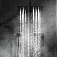 Système de douche suspendu encastré de 12 pouces, ensemble de douche intégré noir avec pommeau de douche pluie en acier inoxydable 30x30cm carré, vente en gros