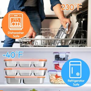 Leakproof 3 ngăn Bento Hộp Ăn Trưa trẻ em trường 700ml thép không gỉ thực phẩm snack lưu trữ container - Product Image 5