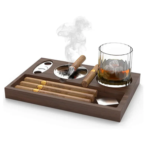 Ensemble cadeau de luxe : Humidor à cigares en bois, cendrier et coupe-cigares – Accessoire d'intérieur/extérieur pour patio, idéal pour la fête des pères, la maison ou le bureau - Product Image 6