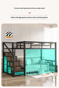 Giường tầng đôi hiện đại có bàn học, giường tầng đôi dành cho người lớn - Giường ký túc xá bằng kim loại dùng cho phòng ngủ trường học, bệnh viện hoặc khách sạn - Product Image 2