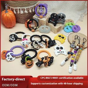 Halloween Silicone Gum Beads Hochet Peluche Bébé Qualité Alimentaire Citrouille Fantôme Bâton <span class=keywords><strong>de</strong></span> Meulage <span class=keywords><strong>avec</strong></span> <span class=keywords><strong>Anneau</strong></span> <span class=keywords><strong>de</strong></span> Poignée Transfrontalière - Product Image 3