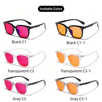 Kacamata Anti Cahaya Biru Sunray Structured Square TR Full Rim Frame Lensa Merah Berwarna U Slot Twin Dot Rivet Unisex OEM