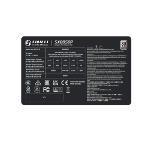 Alimentation électrique Lian Li SX0850P Platinum ATX3.1 80+ PCIe5.1 entièrement modulaire avec câble tressé texturé pour PC de bureau DIY en stock Lianli P - Product Image 3