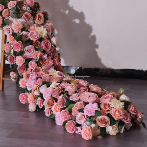 Arreglo de flores artificiales marrón <span class=keywords><strong>rosa</strong></span> para decoración de centro comercial, mesa de boda, flor, tira larga, tren de flores - Product Image 4