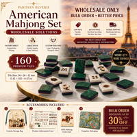 Prix de gros : Ensemble de Mahjong de luxe parisien avec tuiles Tour Eiffel, dos en marbre vert, sac personnalisé et carte de jeu 2026