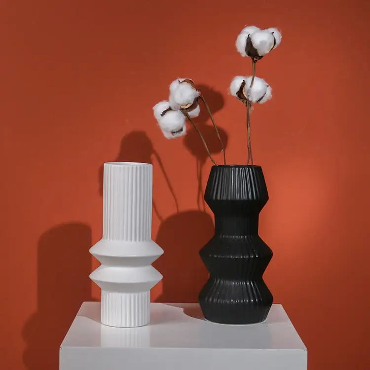 Eaglepresentes vasos de cerâmica modernos, vasos geométricos e de cerâmica, conjunto de flores de cerâmica com dois sentidos