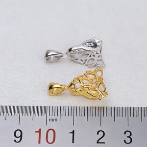 Pendentif en argent S925 fait main, baroque, 3 papillons, perle, base creuse, collier, accessoire, composants de bijoux DIY, 1395 - Product Image 3