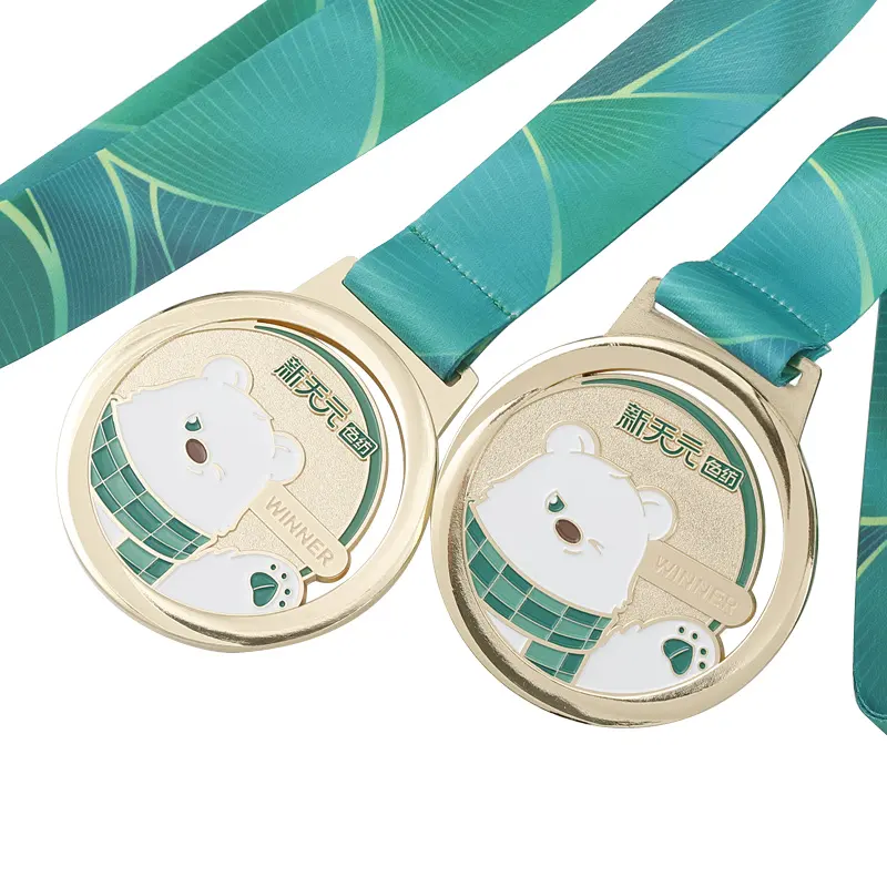 Supplier Custom Metal Medal 5K Running Awards Ribbon Gold 3D Activity Medals