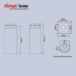 Batterie tubulaire au gel Sohigh OPZV 2V 100-2000Ah adaptée au système de stockage d'énergie solaire avec garantie de 10 ans et bornes en cuivre - Product Image 3