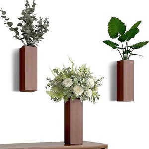 Wooden Dried Flower Vase Rack <b>Wall</b> <b>Mounted</b> Rectangle Solid Wood Display <b>Shelf</b> For Home Decoration - Product Image 3