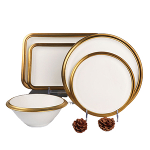 Assiettes rectangulaires et rondes en porcelaine, <span class=keywords><strong>vaisselle</strong></span> en céramique, vente en gros, 5 pièces, livraison gratuite - Product Image 1