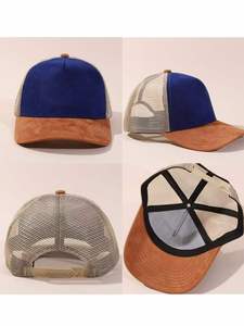 Custom 5-Panel Suede Trucker Hat Snapback Black High Quality Suede Baseball Cap Caps for Men Trucker Hats with Custom logo - Product Image 4