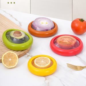 Contenants de stockage réutilisables en silicone anti-oxydation pour réfrigérateur, couvercles en plastique pour aliments frais (citron, tomate, ail et autres condiments) - Product Image 1