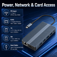 Base de Conexión USB-C 12 en 1, Doble +DP, Video 4K, Gigabit Ethernet, 100W PD, 3*10Gbps+2*5Gbps USB, Carcasa de Aluminio, Disponible