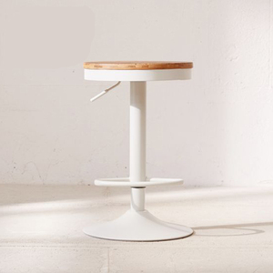 <span class=keywords><strong>Tabouret</strong></span> <span class=keywords><strong>de</strong></span> <span class=keywords><strong>bar</strong></span> pivotant à hauteur réglable avec siège rond en <span class=keywords><strong>bois</strong></span> massif, base en métal, finition personnalisée - Product Image 4