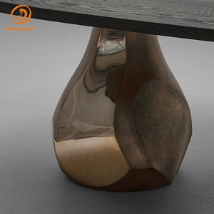 Tavolo da Pranzo Moderno <span class=keywords><strong>in</strong></span> Stile Guangdong con Gambe <span class=keywords><strong>in</strong></span> Metallo Argento e Piano <span class=keywords><strong>in</strong></span> <span class=keywords><strong>Legno</strong></span>, Forma Quadrata o Rettangolare - Product Image 6