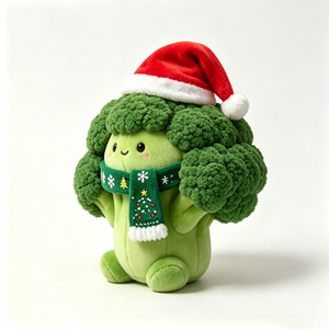 Peluche de Brócoli Verde Festivo Personalizado para Decoración Navideña, Regalo de Peluche de Brócoli con Temática de Comida para Navidad - Product Image 3
