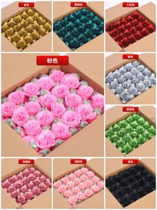 Prix d'usine, rose artificielle scintillante de 7 cm, tête de rose décorative pour bouquets de fleurs, cadeau pour la Saint-Valentin - Product Image 2