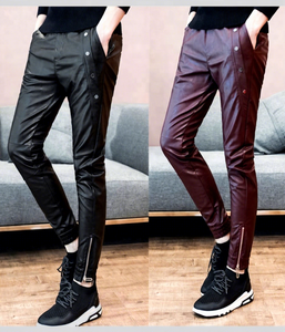 Nouveauté, pantalon en cuir d'agneau pour homme, tendance, cuir de haute qualité avec poches - Product Image 3