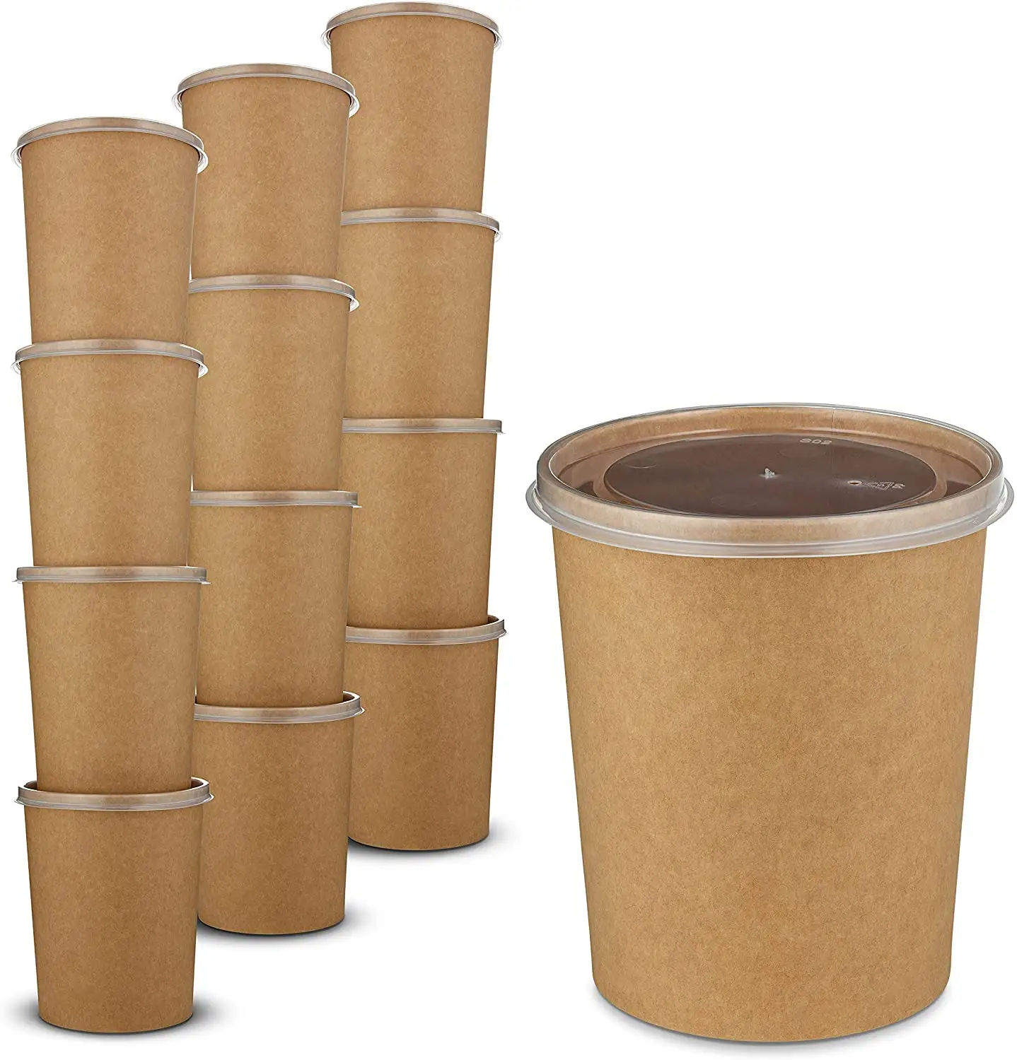 32oz Kraft Paper Cups - Bowls for Hot Food and Soup or Cold Ice Cream with Vented