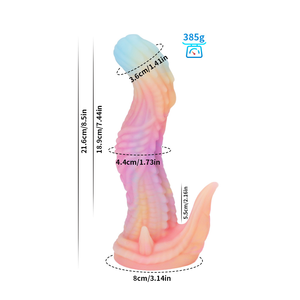 Dildo Alien Lumineux et Coloré qui Brille dans <span class=keywords><strong>le</strong></span> Noir, Certifié EU REACH, en Silicone Liquide de Qualité Alimentaire, avec Ventouse, Dildo Monstre - Product Image 4