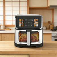 Friteuse à air numérique multifonctionnelle de haute qualité 8L sans huile, écran tactile, acier inoxydable, certifiée CE ETL GS