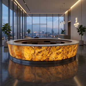 แผ่นหินวีเนียร์โปร่งแสงสีเงินเงา ดีไซน์ทันสมัยจาก Flatstone Designs ผิวสะท้อนแสง สำหรับตกแต่งผนังภายในห้องโถง - Product Image 4